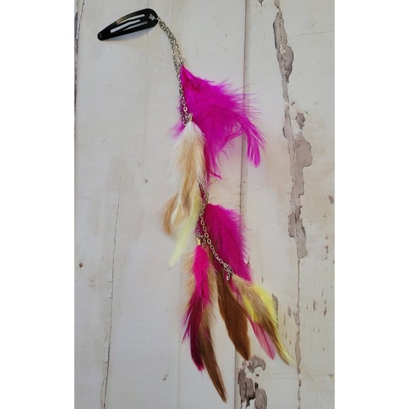 12 Pack Feather Hair Clips Boho Hot Pink Hair Extensions Party Favors Gi… - Picture 2 of 5